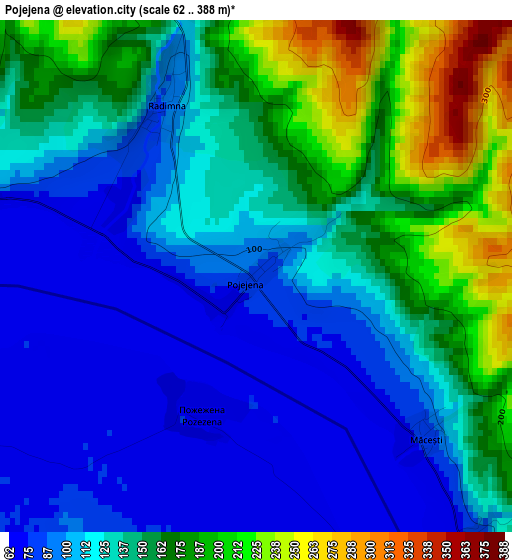 Pojejena elevation map