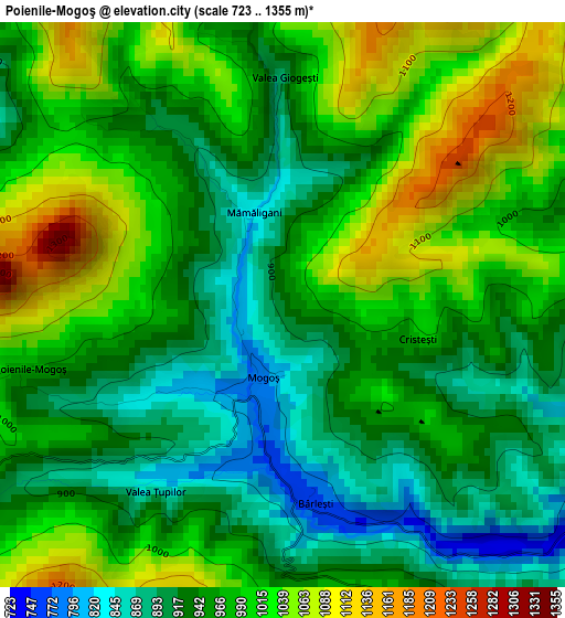 Poienile-Mogoş elevation map