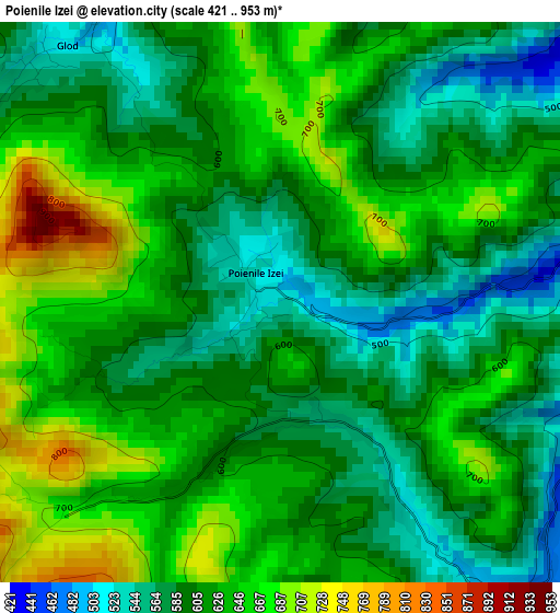 Poienile Izei elevation map