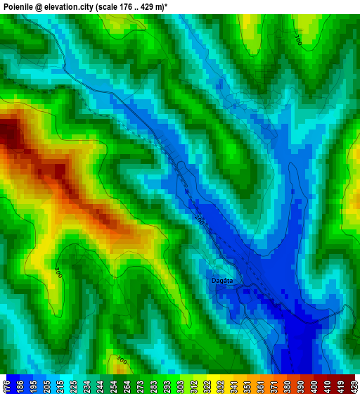 Poienile elevation map