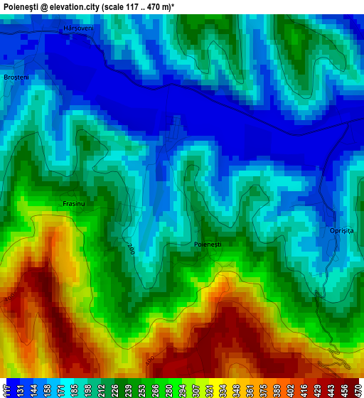 Poieneşti elevation map