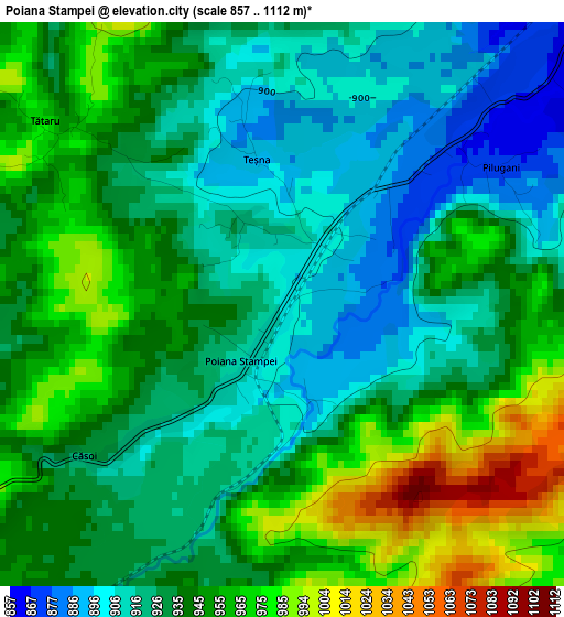 Poiana Stampei elevation map