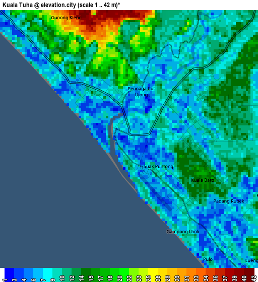 Kuala Tuha elevation map