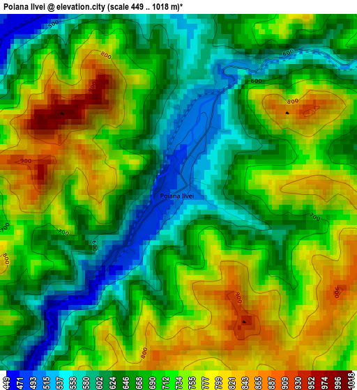 Poiana Ilvei elevation map