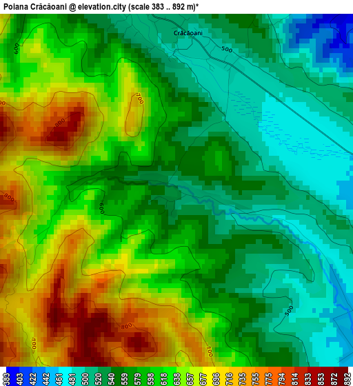 Poiana Crăcăoani elevation map