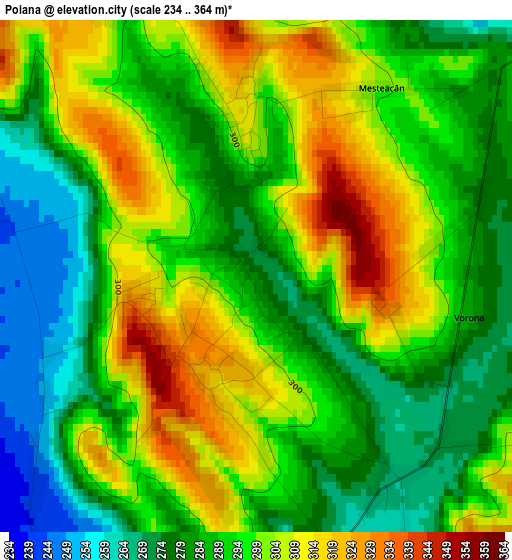 Poiana elevation map