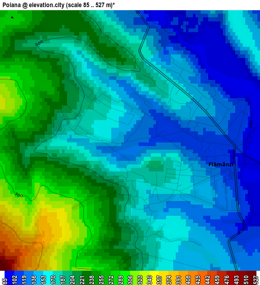 Poiana elevation map