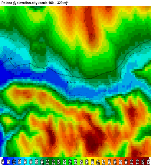 Poiana elevation map