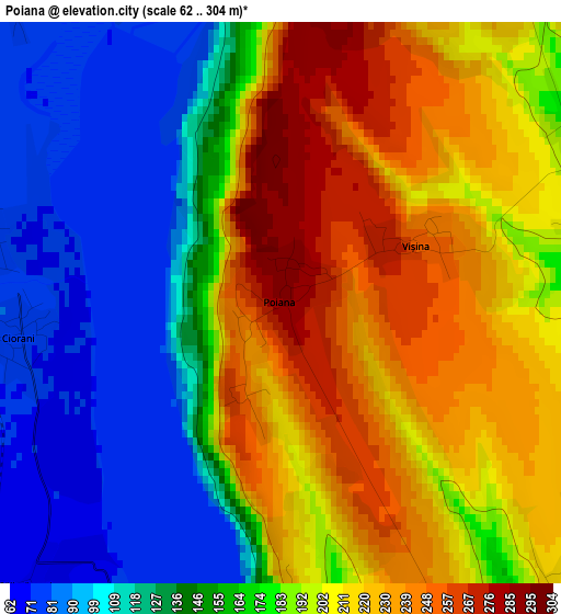 Poiana elevation map