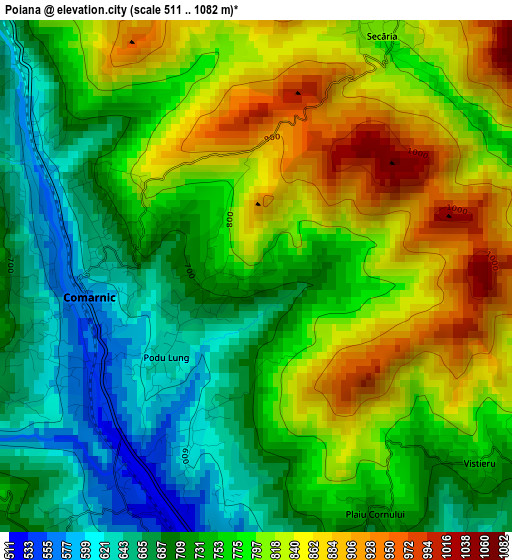 Poiana elevation map