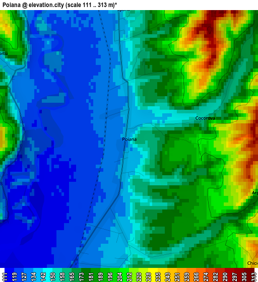 Poiana elevation map