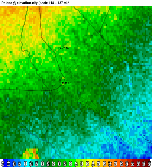 Poiana elevation map