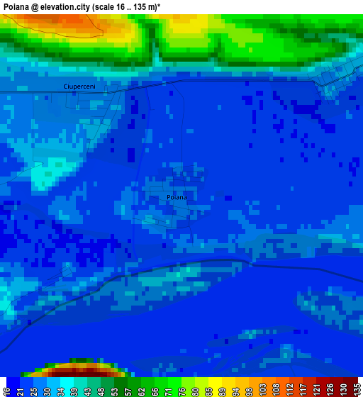 Poiana elevation map