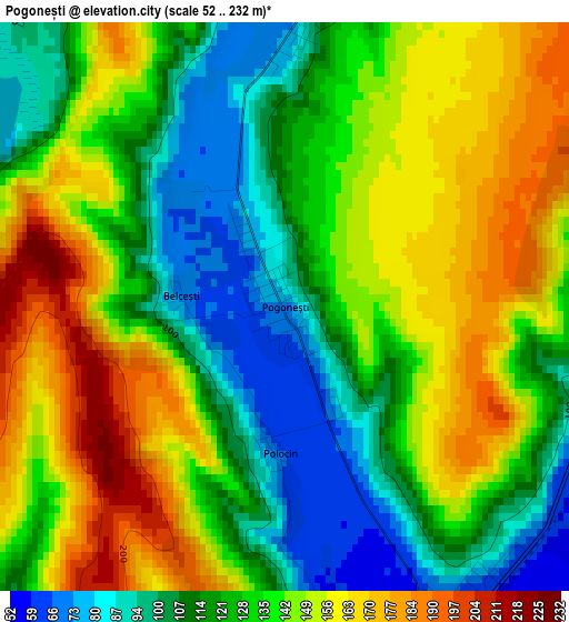 Pogonești elevation map