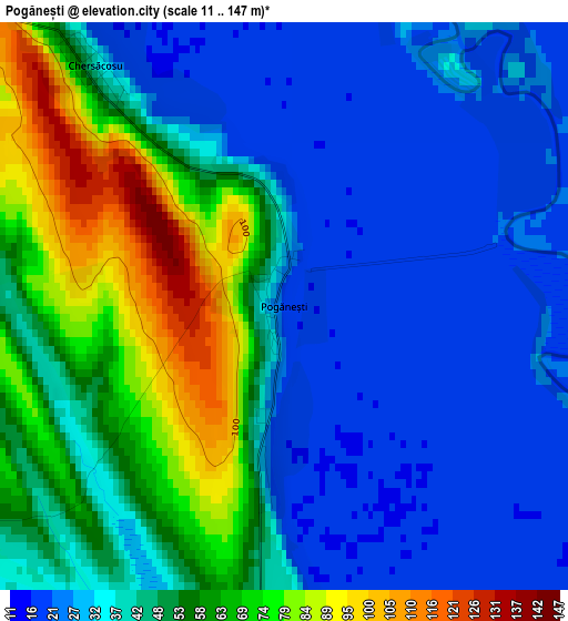 Pogănești elevation map