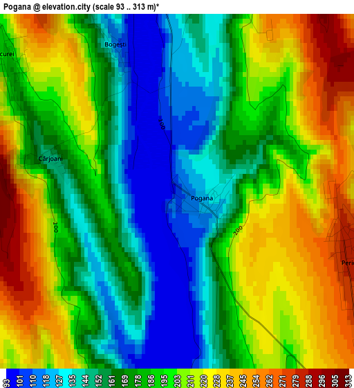 Pogana elevation map