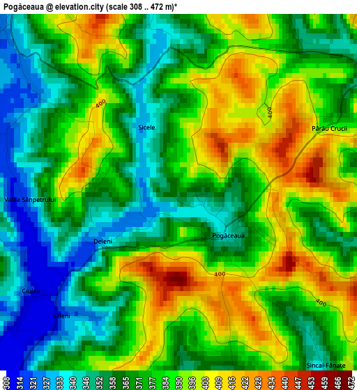 Pogăceaua elevation map