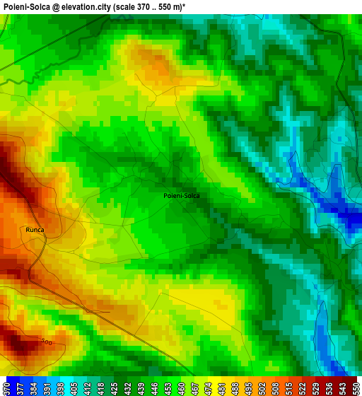 Poieni-Solca elevation map