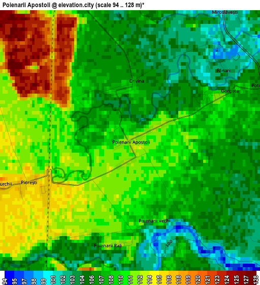 Poienarii Apostoli elevation map