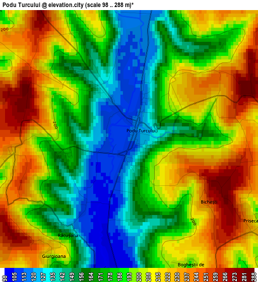 Podu Turcului elevation map