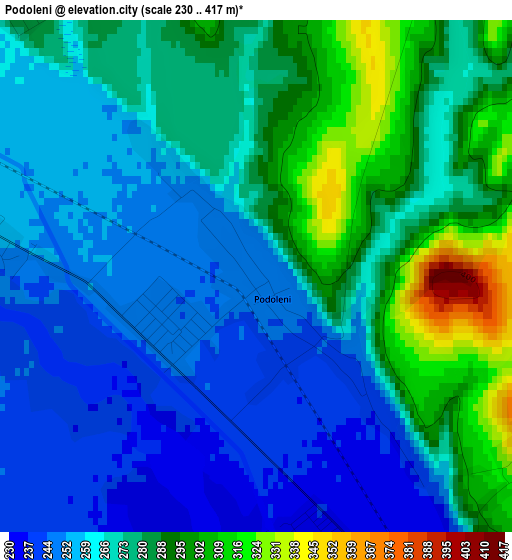 Podoleni elevation map