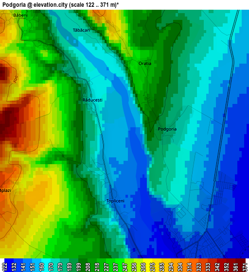 Podgoria elevation map