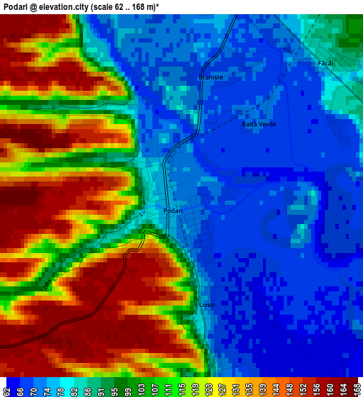 Podari elevation map