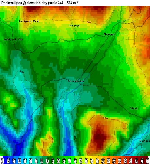 Pociovaliștea elevation map