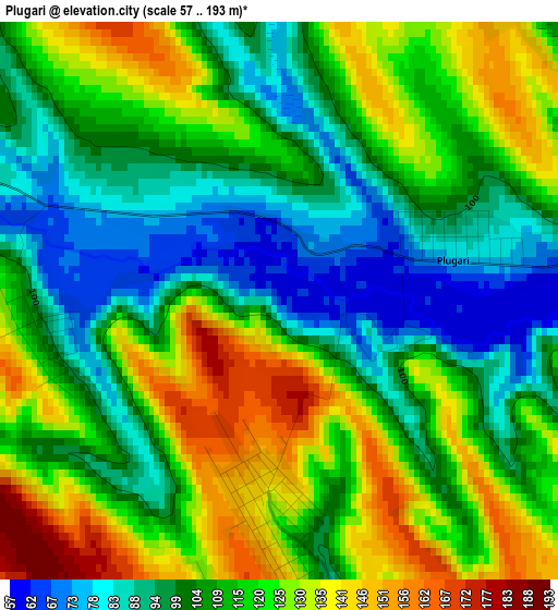 Plugari elevation map