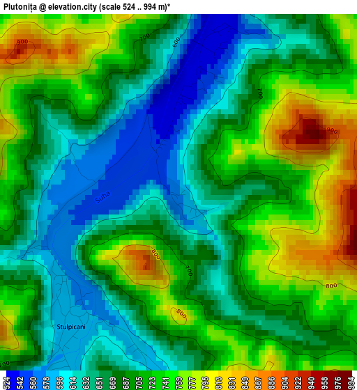 Plutonița elevation map
