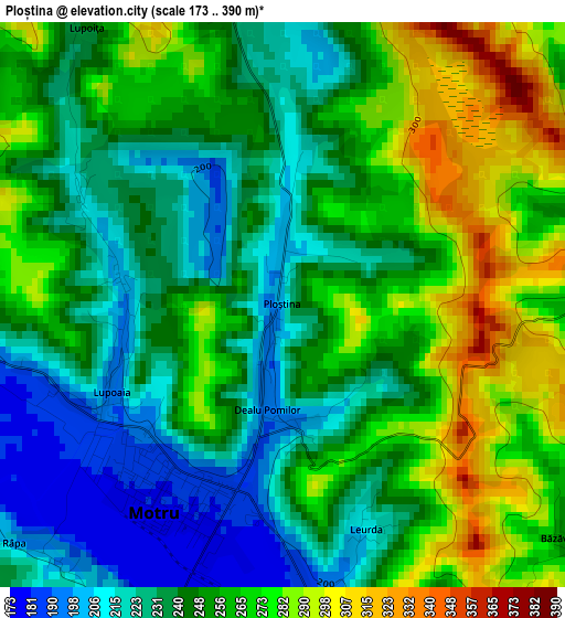 Ploștina elevation map