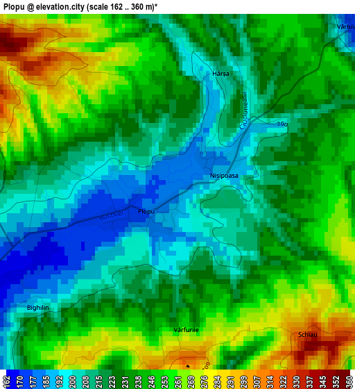 Plopu elevation map