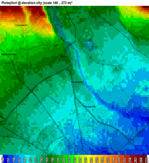 Ploieștiori elevation map