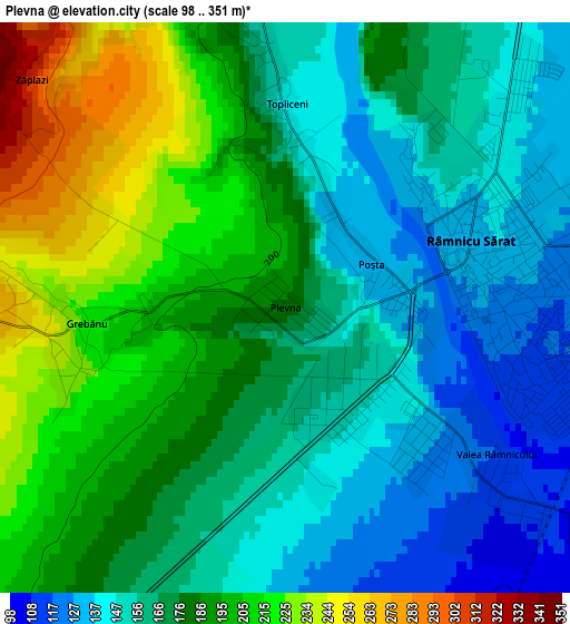 Plevna elevation map