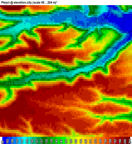 Pleșoi elevation map