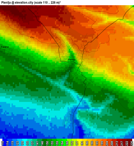 Pleniţa elevation map