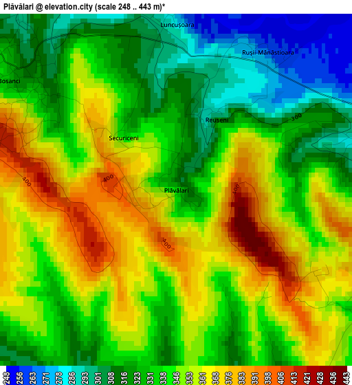 Plăvălari elevation map