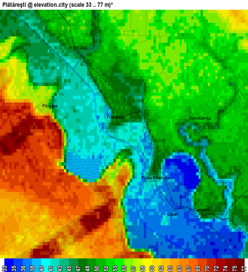 Plătăreşti elevation map