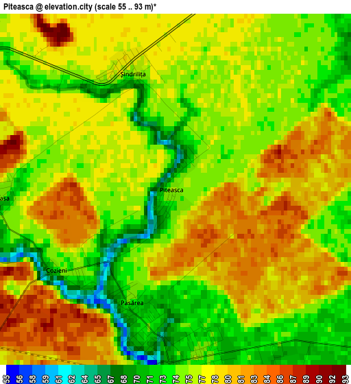 Piteasca elevation map