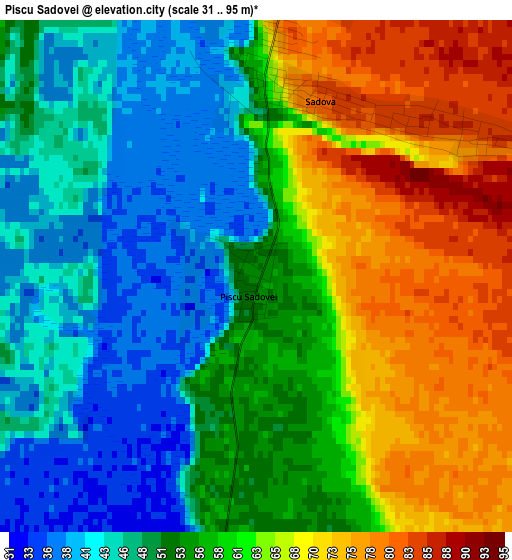 Piscu Sadovei elevation map