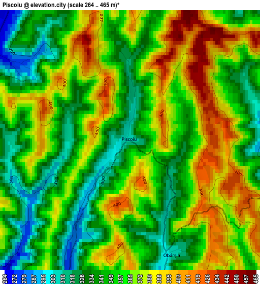 Piscoiu elevation map