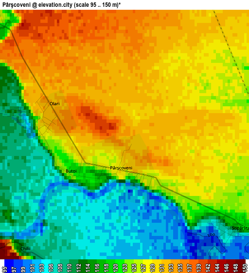 Pârşcoveni elevation map