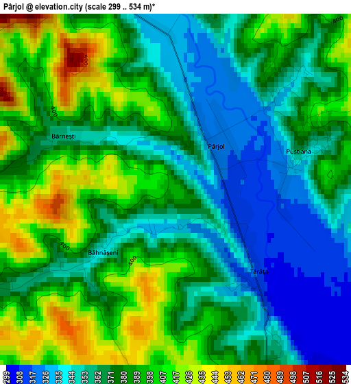 Pârjol elevation map