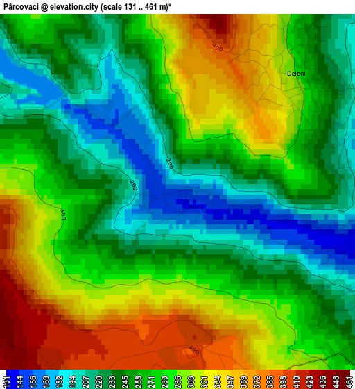 Pârcovaci elevation map