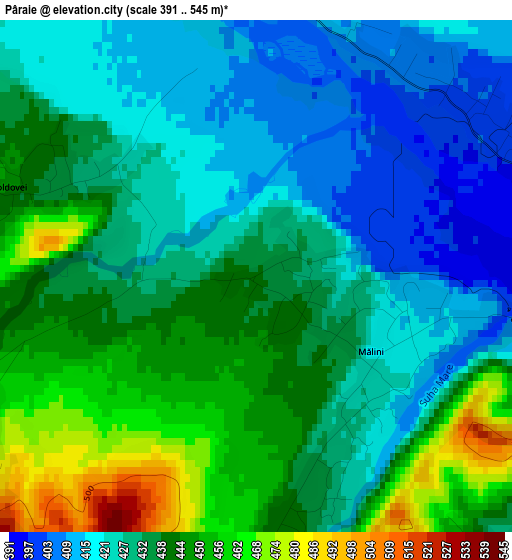 Pâraie elevation map