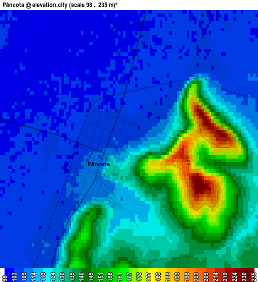 Pâncota elevation map