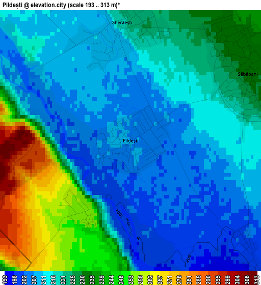 Pildești elevation map