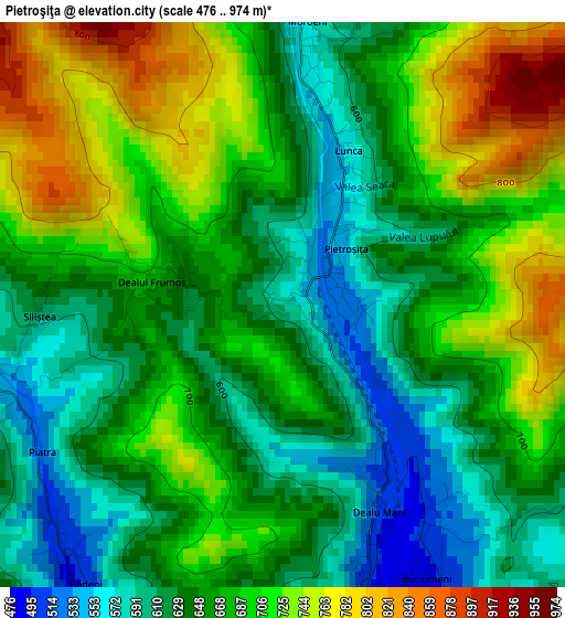 Pietroşiţa elevation map