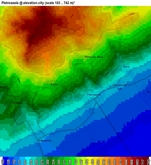 Pietroasele elevation map