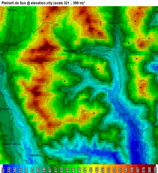 Pietrarii de Sus elevation map